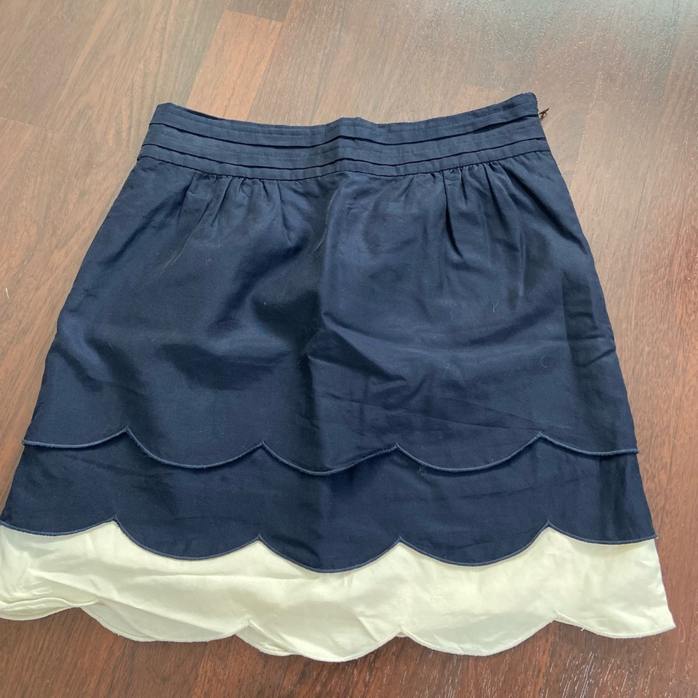 Floreat Blue and Cream Tiered Mini Skirt